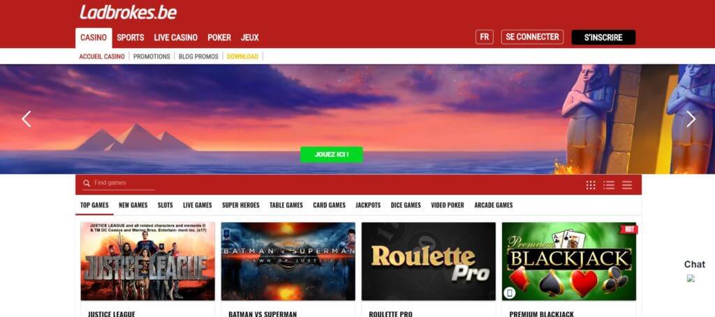 Page d'accueil du Casino en ligne de Ladbrokes